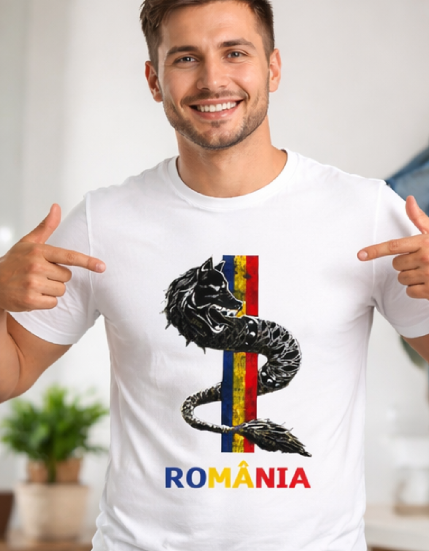 Tricou România Lup Dacic – Bumbac 100% | Print DTF Premium