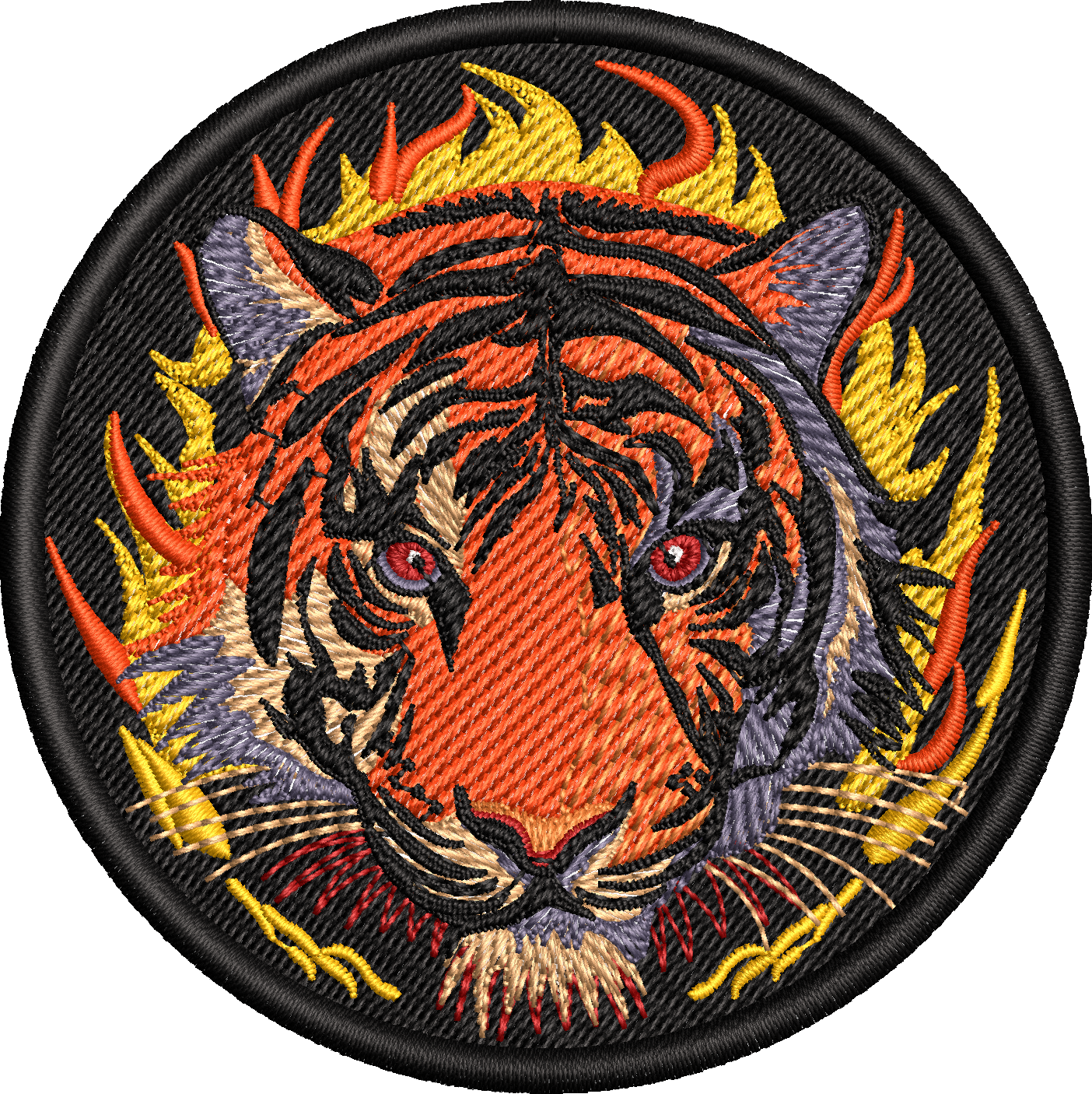 Petic brodat Tiger Face, 89mm, aplicabil pe textil