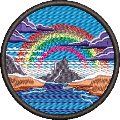 Petic brodat Beautifull Rainbow, 84 mm, aplicabil pe textile