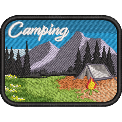 Petic brodat Camping, 101.00 mm, aplicabil pe textile