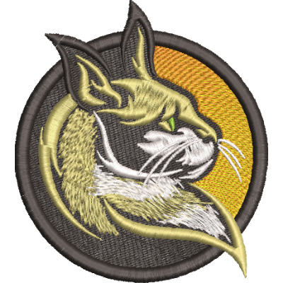 Petic brodat Cat Head, 97.20 mm, aplicabil pe textile