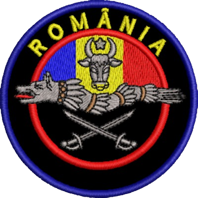 Petic brodat Romania, 85 mm, aplicabil pe textil