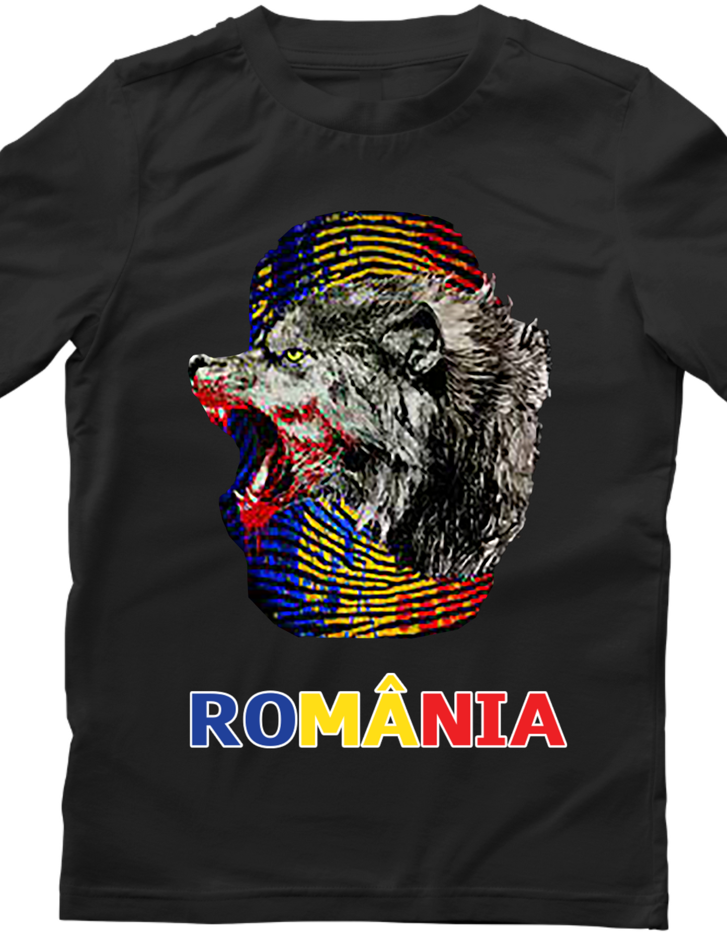 Tricou bumbac imprimat cu Romania si amprenta