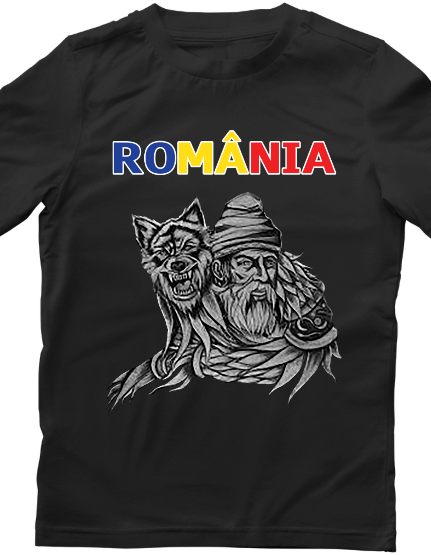 Tricou bumbac imprimat cu Lup, Dac si Romania