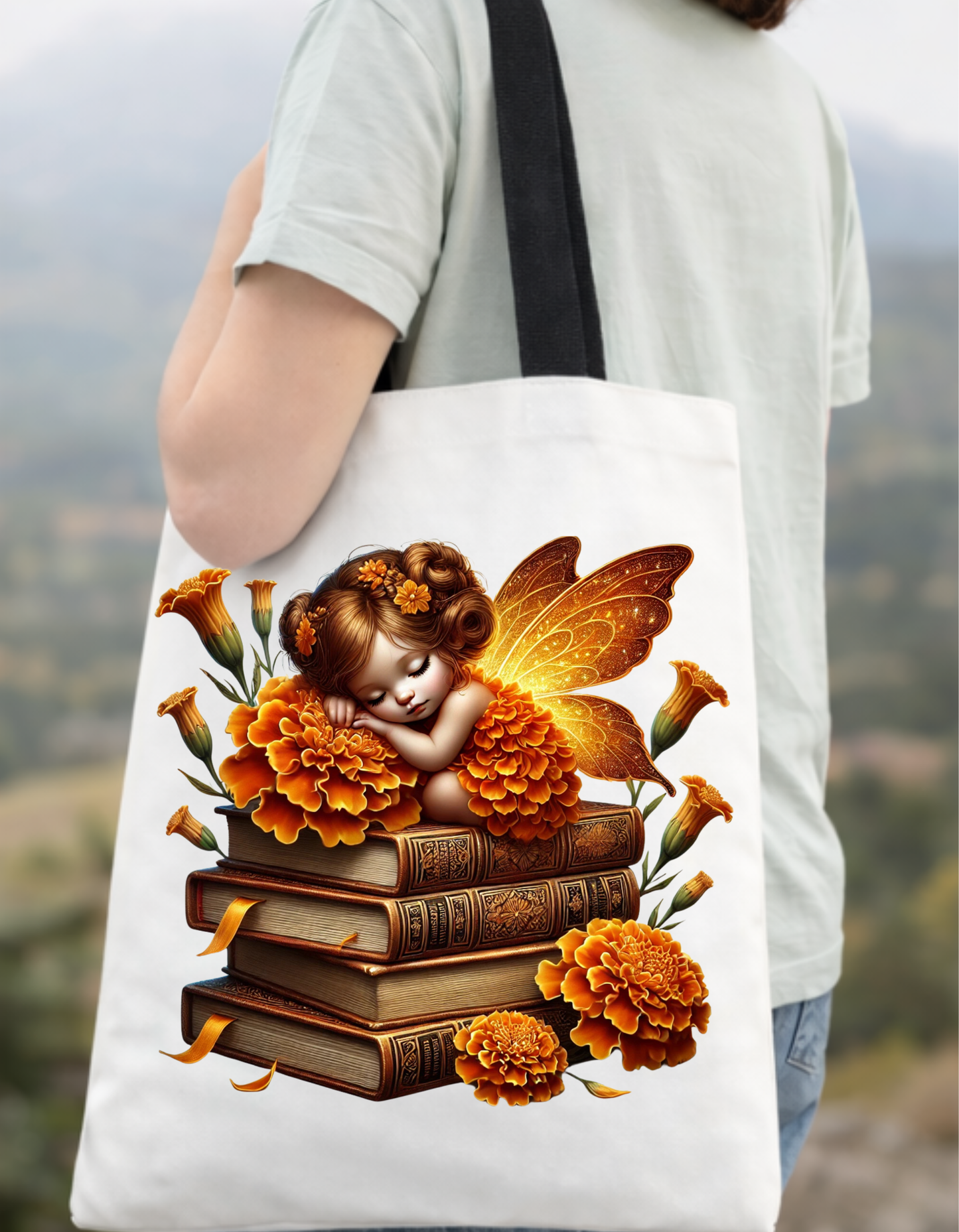 Geanta Tote Bag Alba 38 x32 cm – Zana cu Craite Aurii