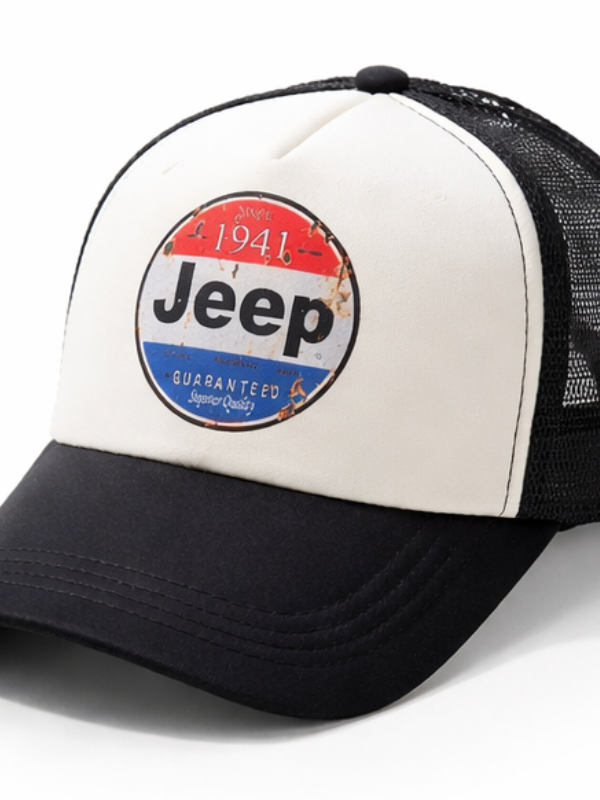 Șapcă Trucker Vintage Logo 1941, Reglabilă, Mesh, Alb/Negru, Unisex