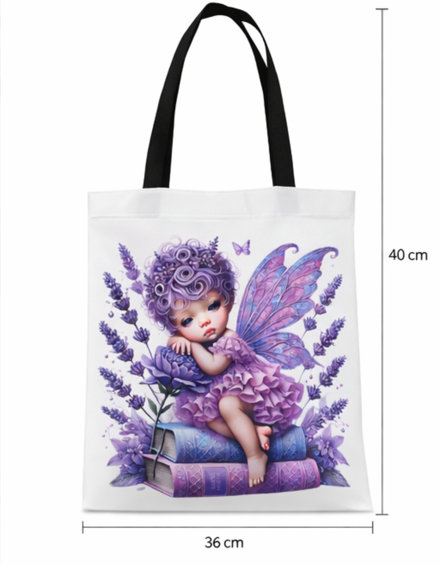 Geanta Tote Albă, design Fairy Mov