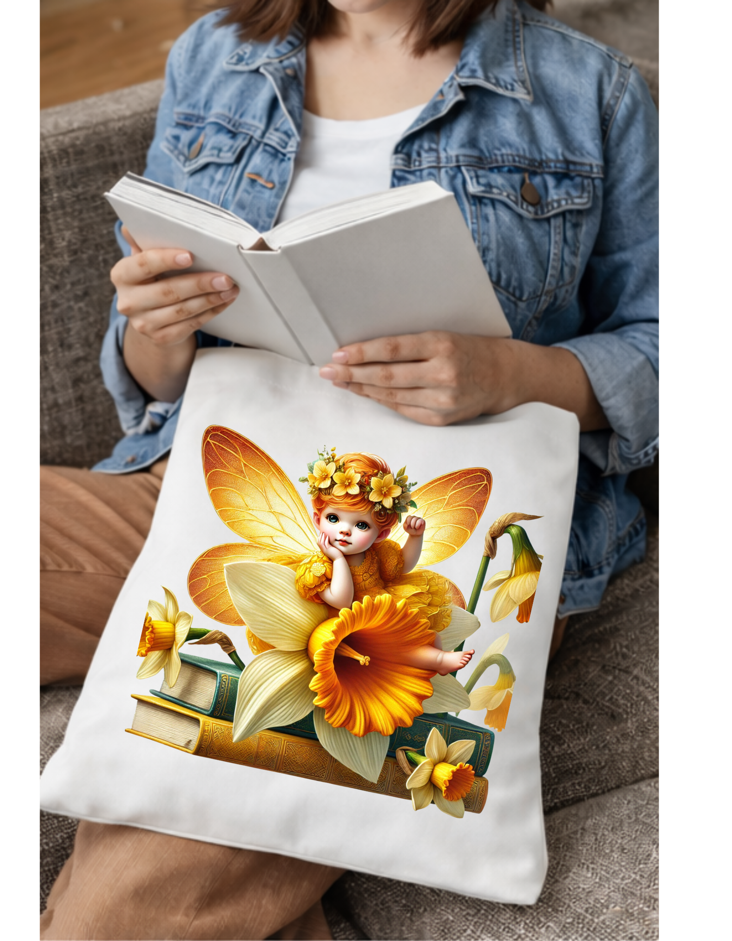 Geanta Tote Bag Alba 38 x 32 cm – Zana cu Narcise