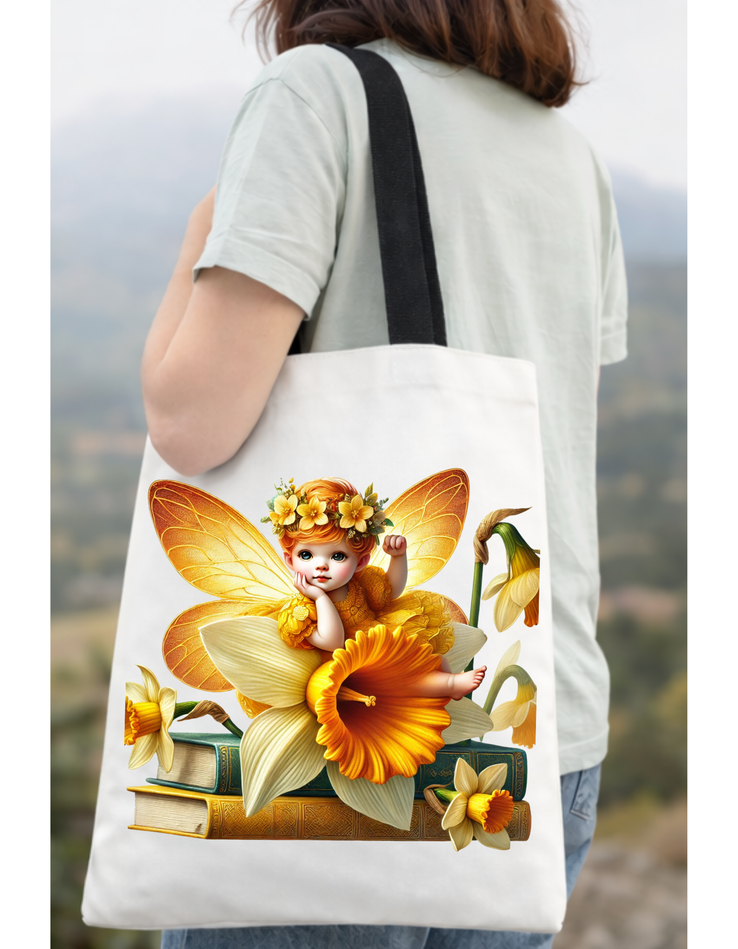 Geanta Tote Bag Alba 38 x 32 cm – Zana cu Narcise