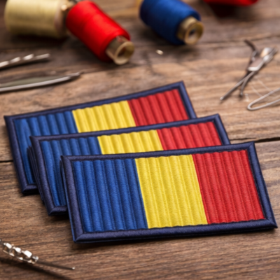 Patch Brodat Steagul României| Ecuson Tricolor pentru Haine, Rucsac, Jachetă