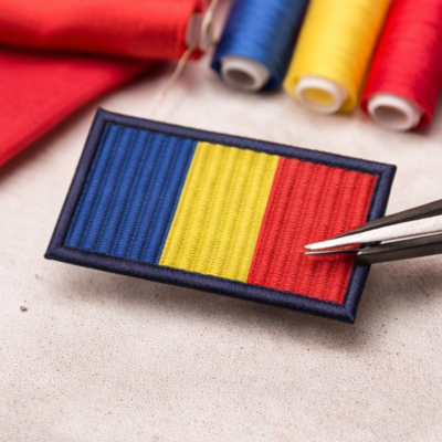 Patch Brodat Steagul României| Ecuson Tricolor pentru Haine, Rucsac, Jachetă