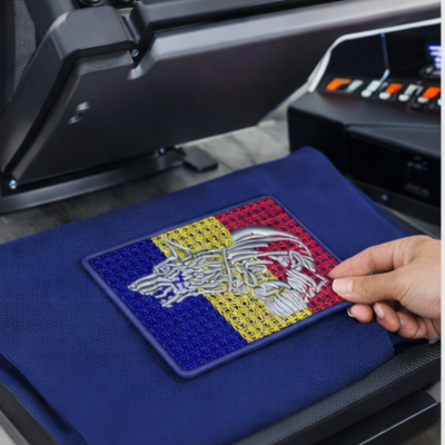 Patch Brodat Lup Dacic – Steagul României | Aplicare Termică sau Coasere