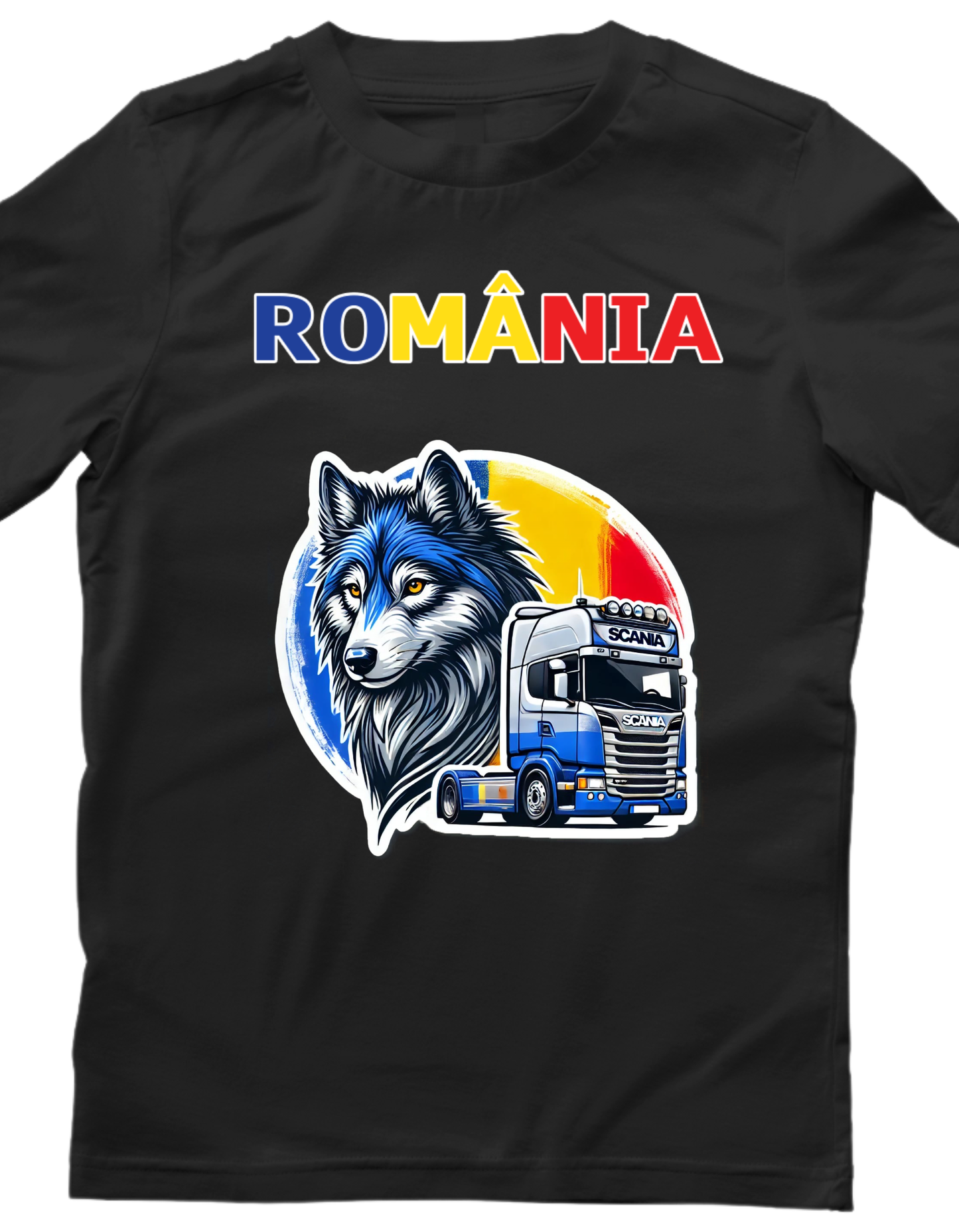 Tricou România Lup Dacic și Camion – Tricou pentru Șoferi
