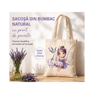Sacosa din Bumbac Natural, Design Zana, Crem, 41x36cm