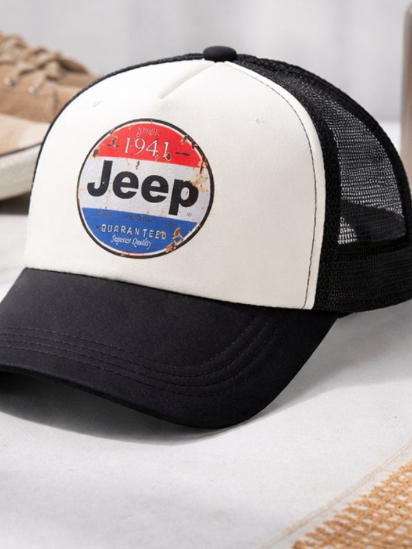 Șapcă Trucker Vintage Logo 1941, Reglabilă, Mesh, Alb/Negru, Unisex