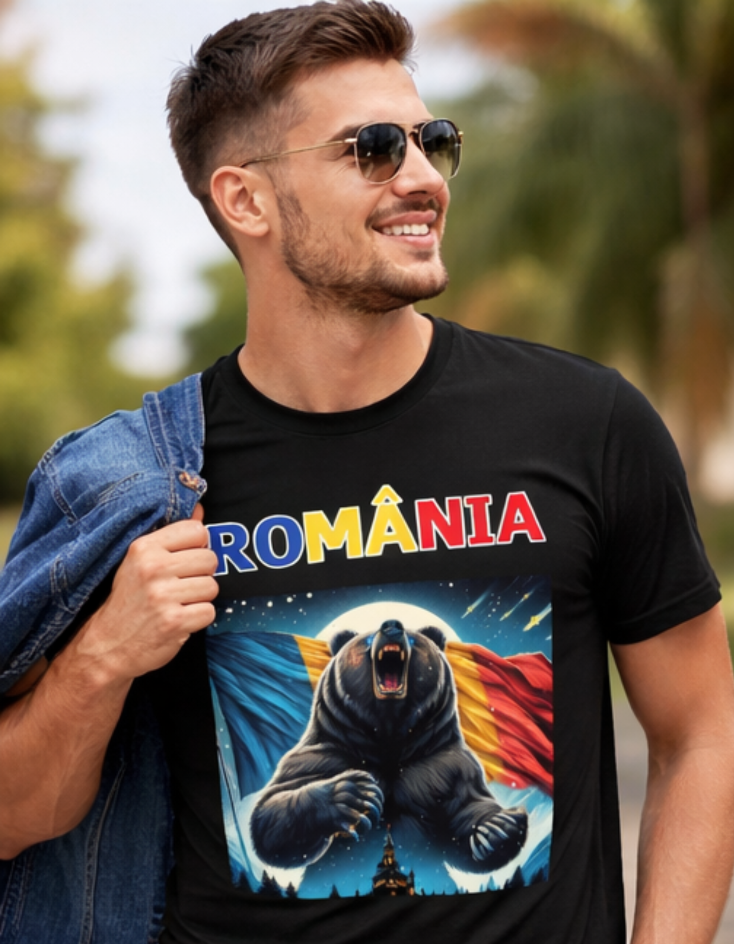 Tricou România cu Urs și Steagul României – Tricou Print DTF
