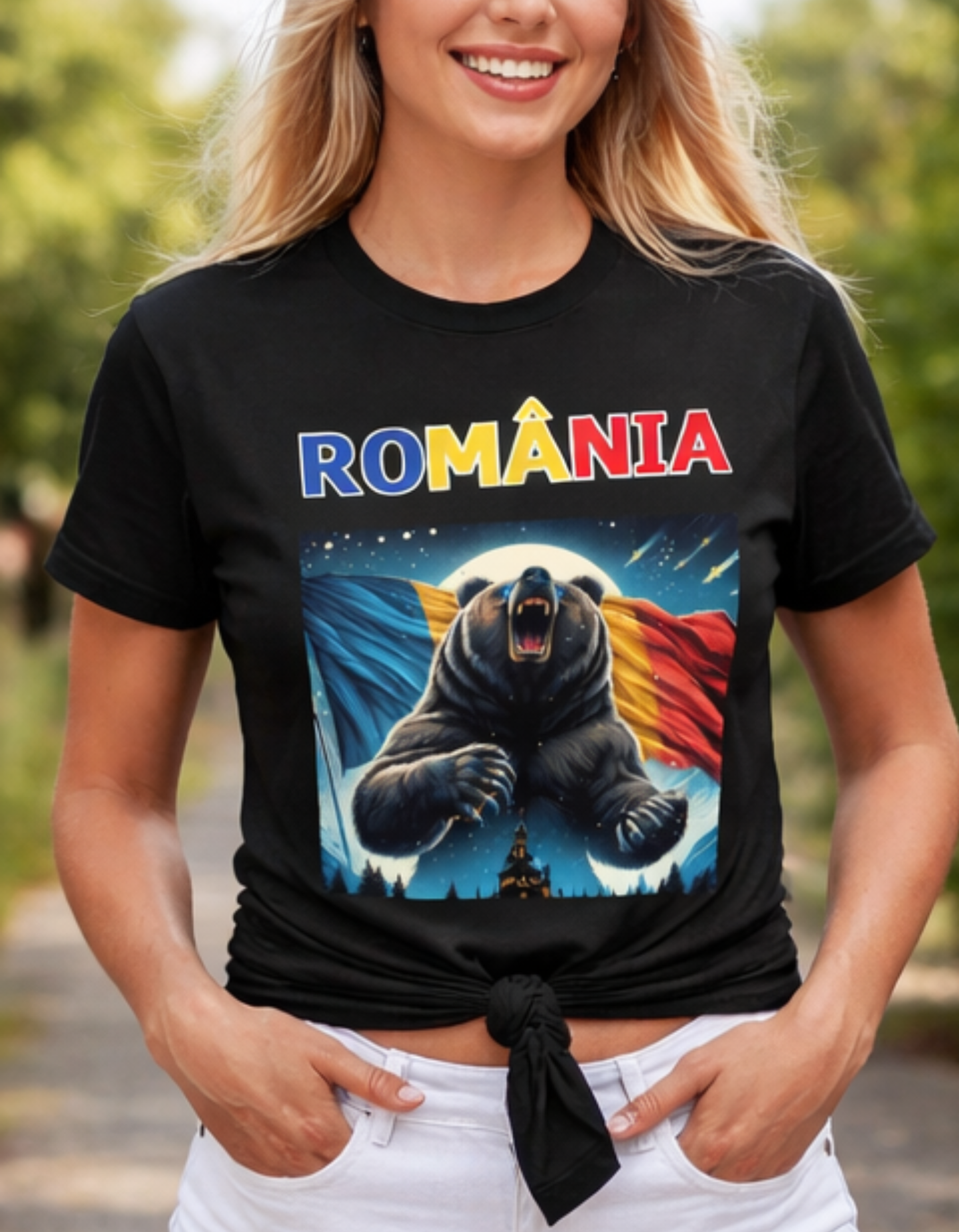 Tricou România cu Urs și Steagul României – Tricou Print DTF