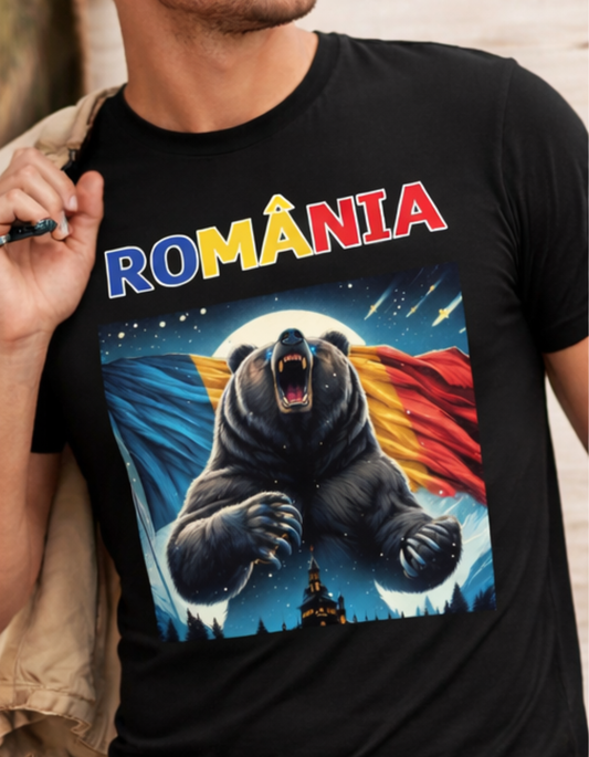 Tricou România cu Urs și Steagul României – Tricou Print DTF