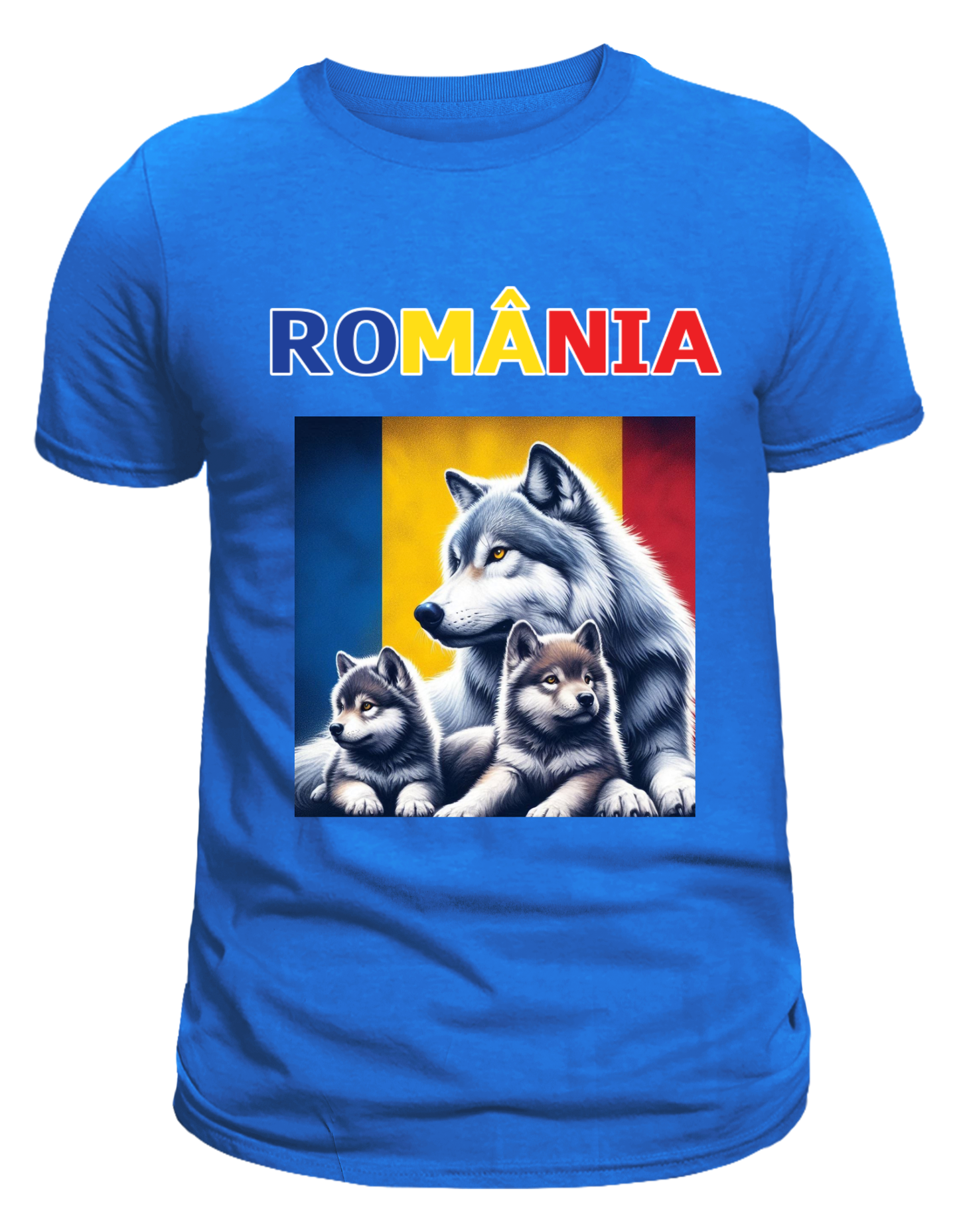 Tricou România cu Lup și Pui de Lup – Tricou Print DTF