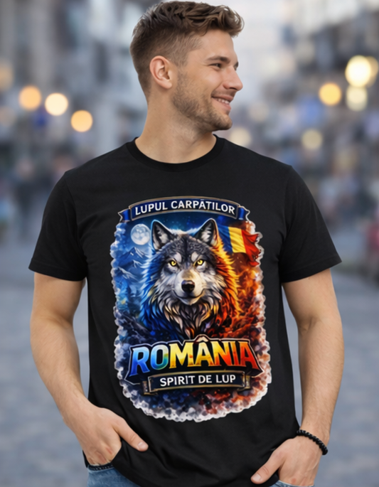 Tricou România „Lupul Carpaților – Spirit de Lup” | Tricou Print DTF