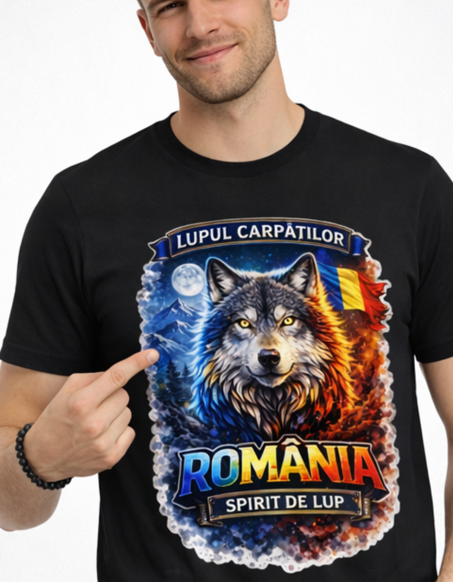 Tricou România „Lupul Carpaților – Spirit de Lup” | Tricou Print DTF