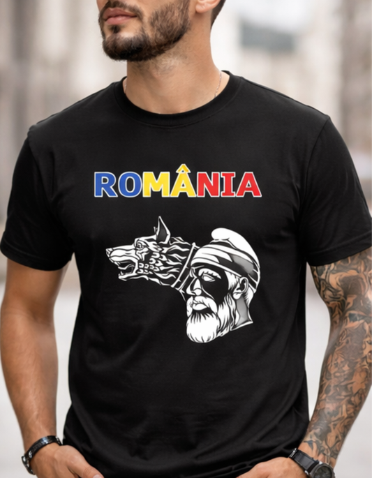 Tricou România Dac & Lupul Dacic – 100% Bumbac, Imprimare DTF Premium