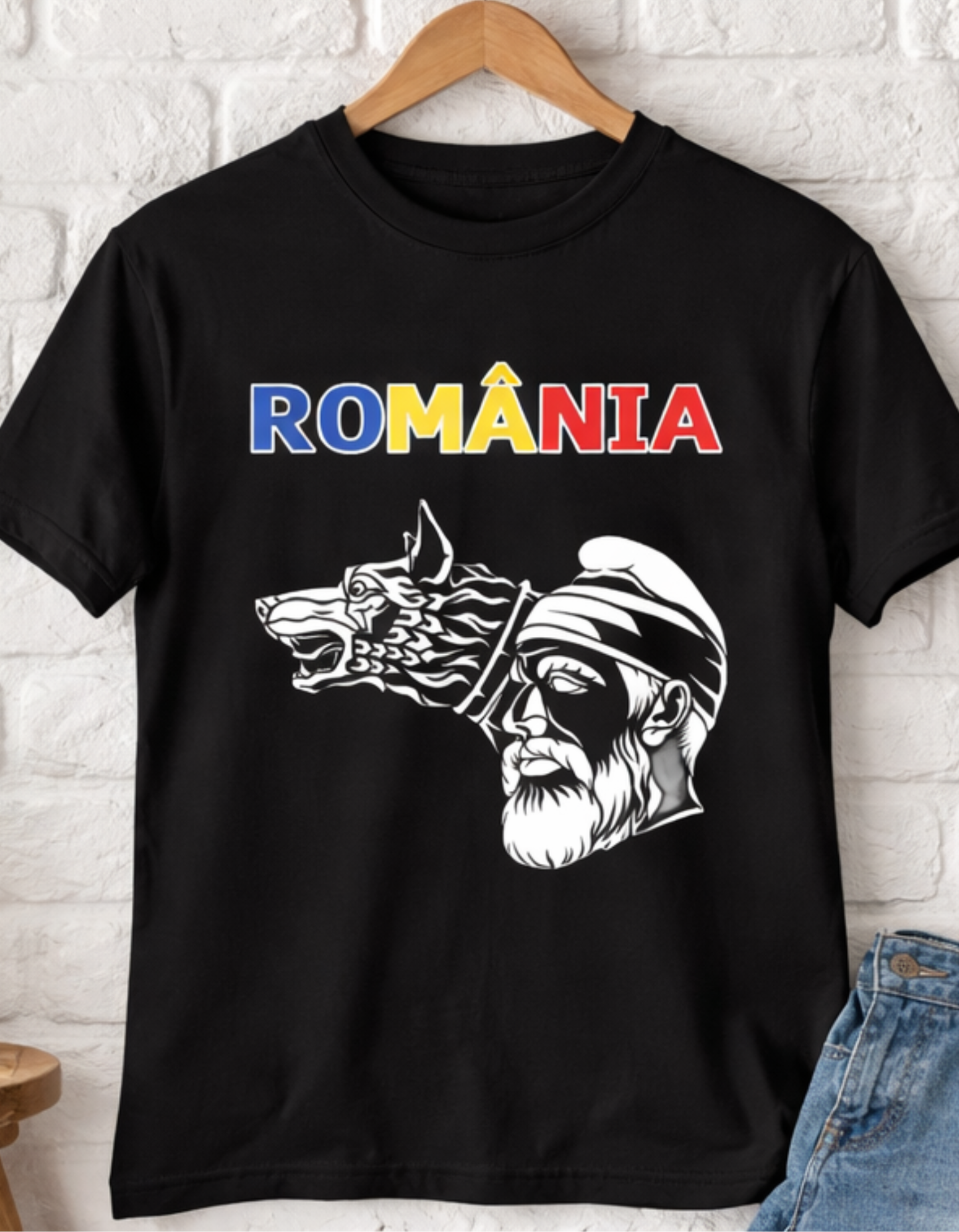Tricou România Dac & Lupul Dacic – 100% Bumbac, Imprimare DTF Premium