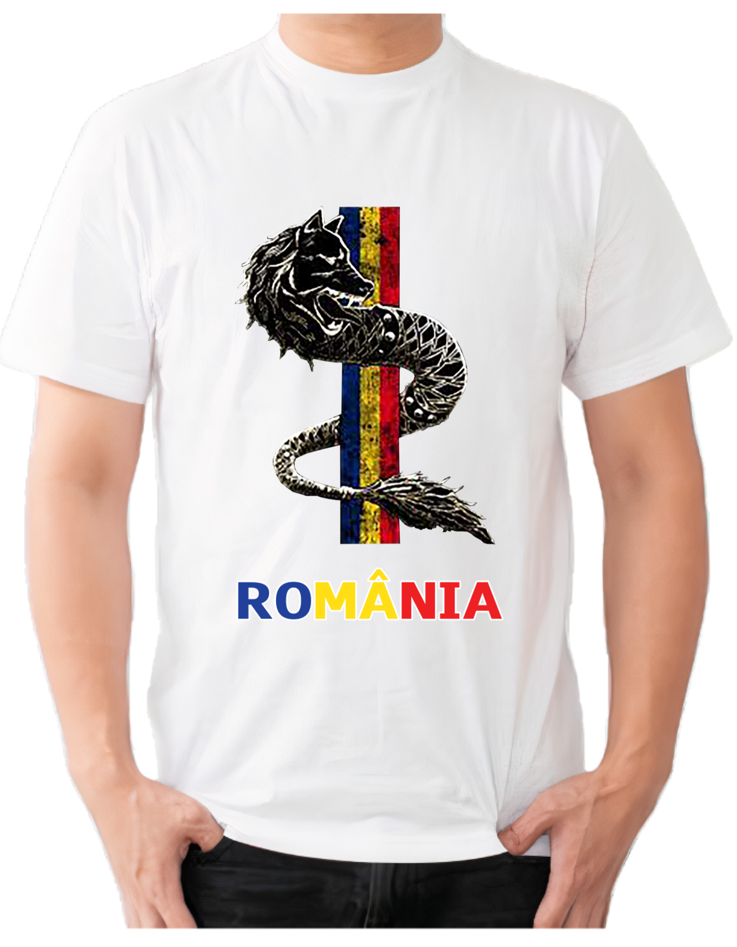 Tricou România Lup Dacic – Bumbac 100% | Print DTF Premium
