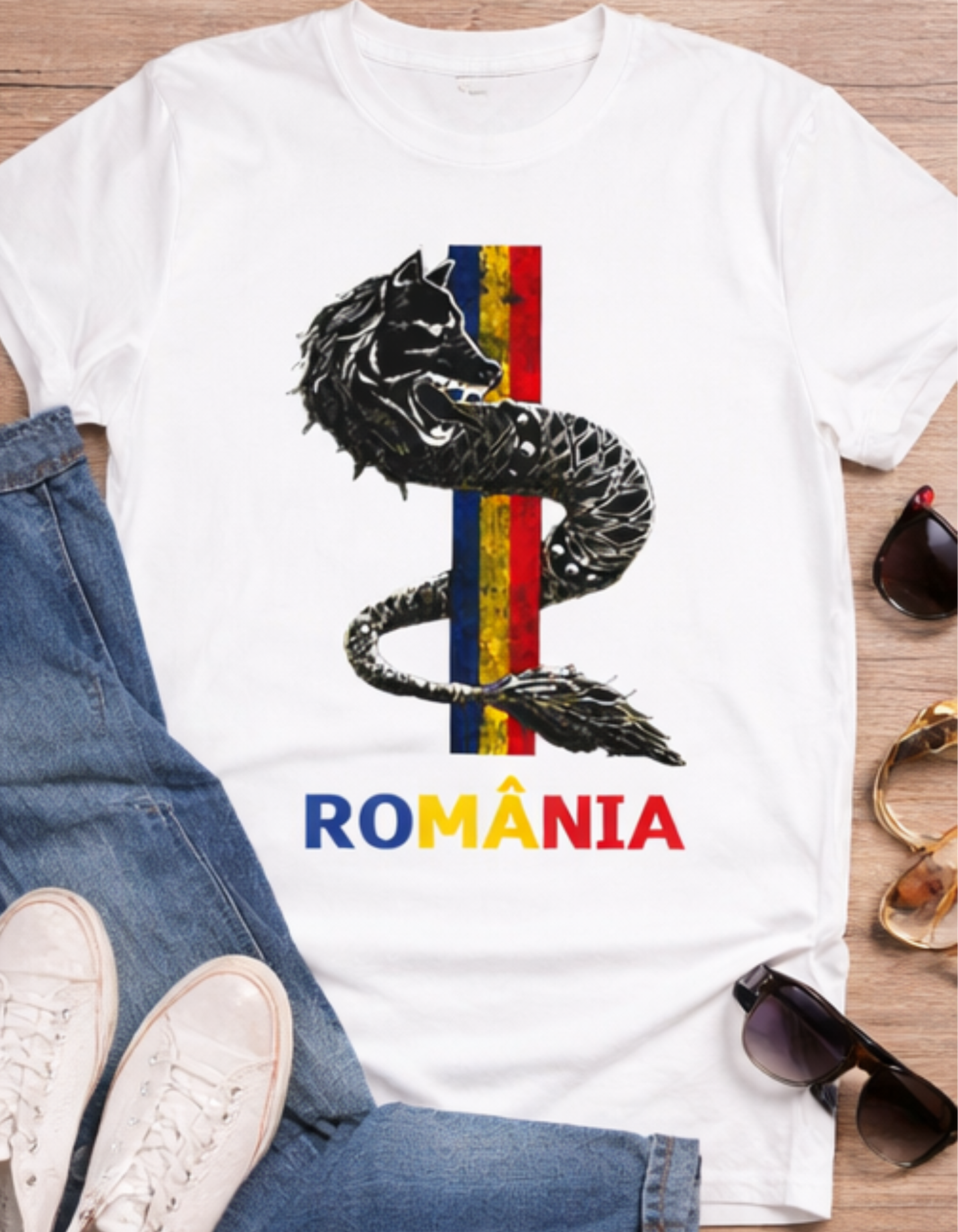 Tricou România Lup Dacic – Bumbac 100% | Print DTF Premium