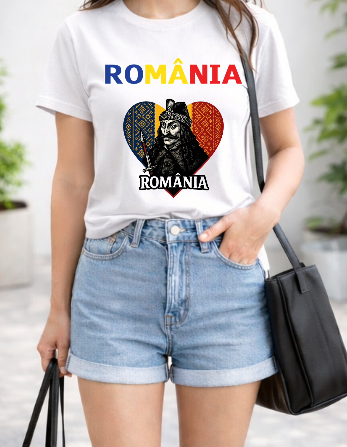 Tricou România cu Vlad Țepeș – 100% Bumbac, Print DTF Premium