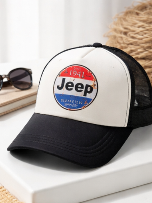 Șapcă Trucker Vintage Logo 1941, Reglabilă, Mesh, Alb/Negru, Unisex