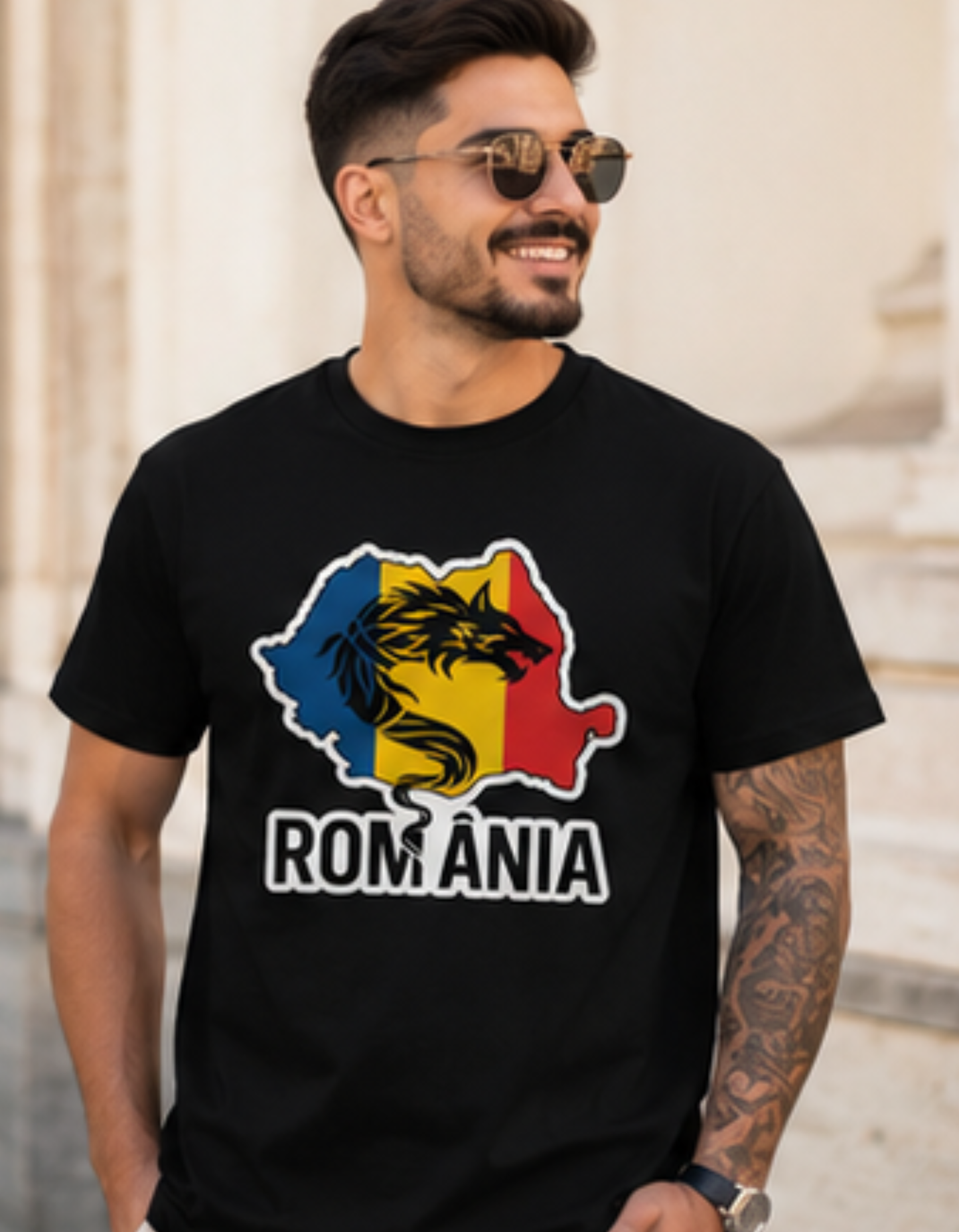 Tricou România Lup Dacic – 100% Bumbac, Imprimare DTF Premium, Unisex