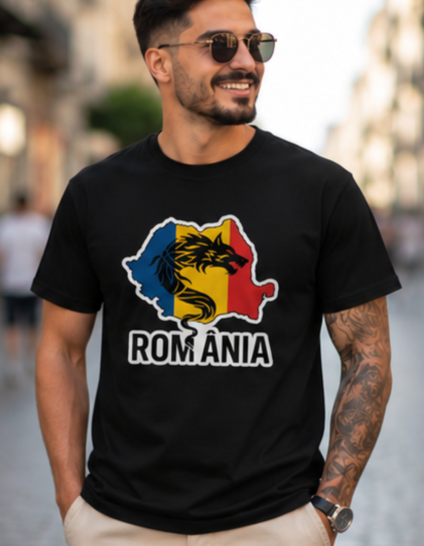 Tricou România Lup Dacic – 100% Bumbac, Imprimare DTF Premium, Unisex