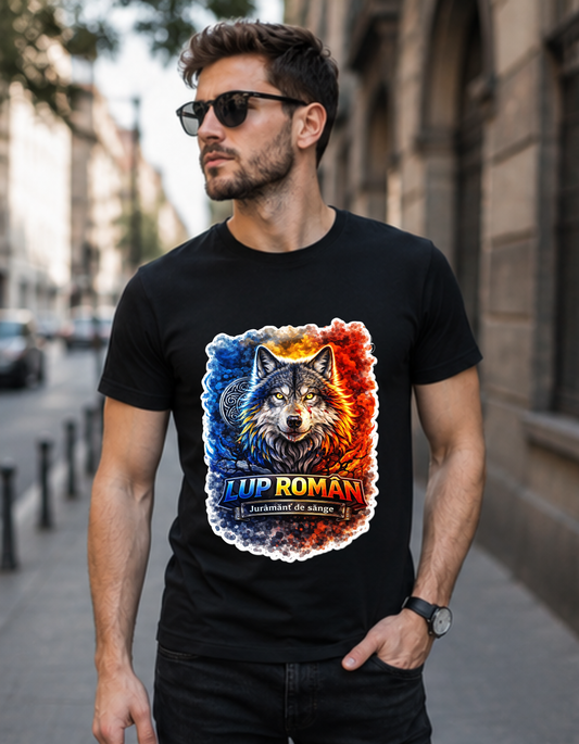 Tricou Lup Român – Jurământ de Sânge | 100% Bumbac, Print DTF Premium