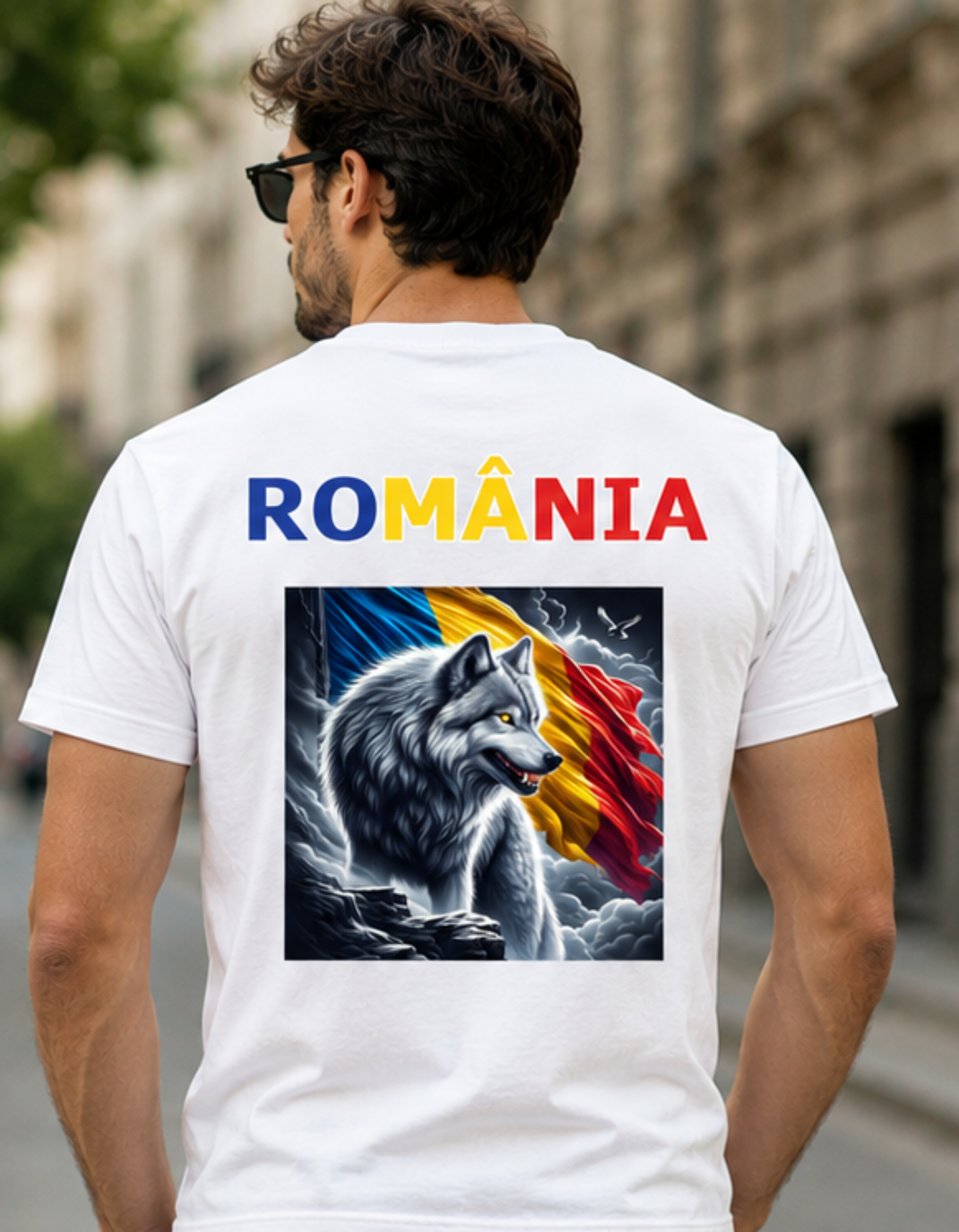 Tricou România cu Lup și Drapel Tricolor