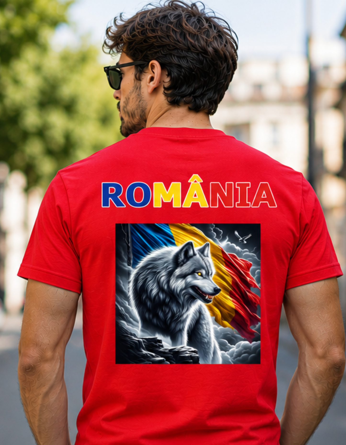 Tricou România cu Lup și Drapel Tricolor