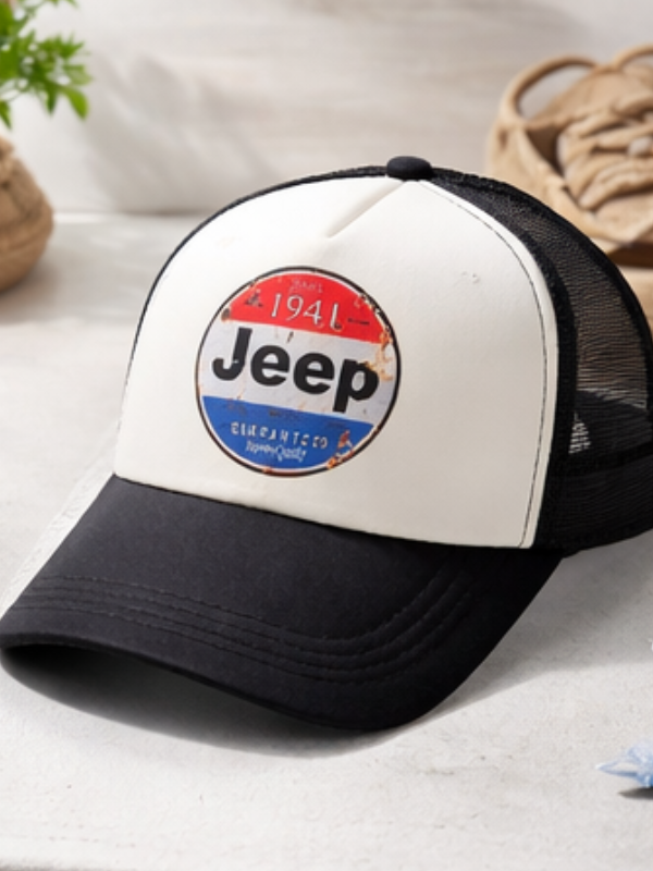 Șapcă Trucker Vintage Logo 1941, Reglabilă, Mesh, Alb/Negru, Unisex