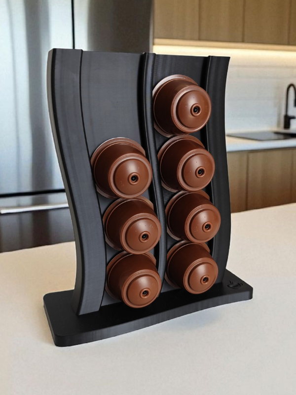 Suport capsule cafea dublu, 8 capsule, negru, compact
