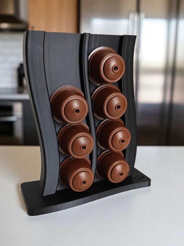 Suport capsule cafea dublu, 8 capsule, negru, compact