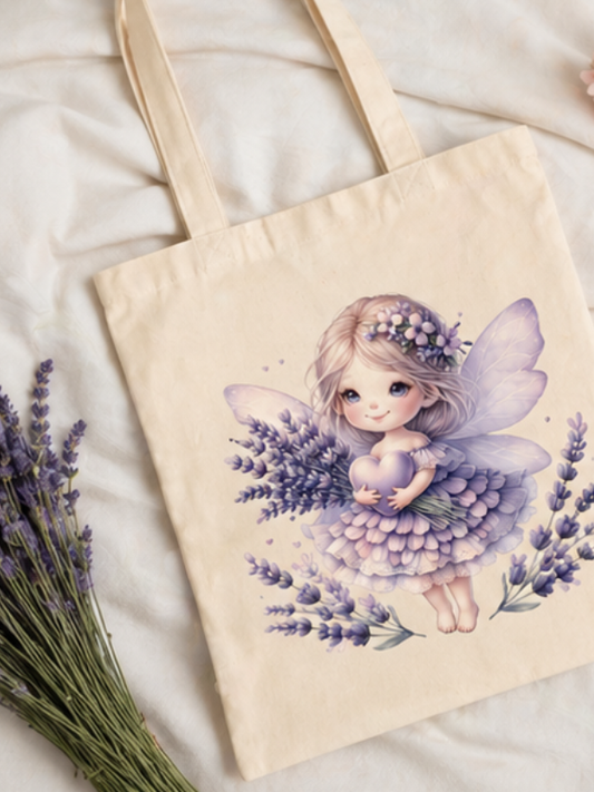 Geantă de bumbac 41x36 cm, imprimată DTF cu design de zână