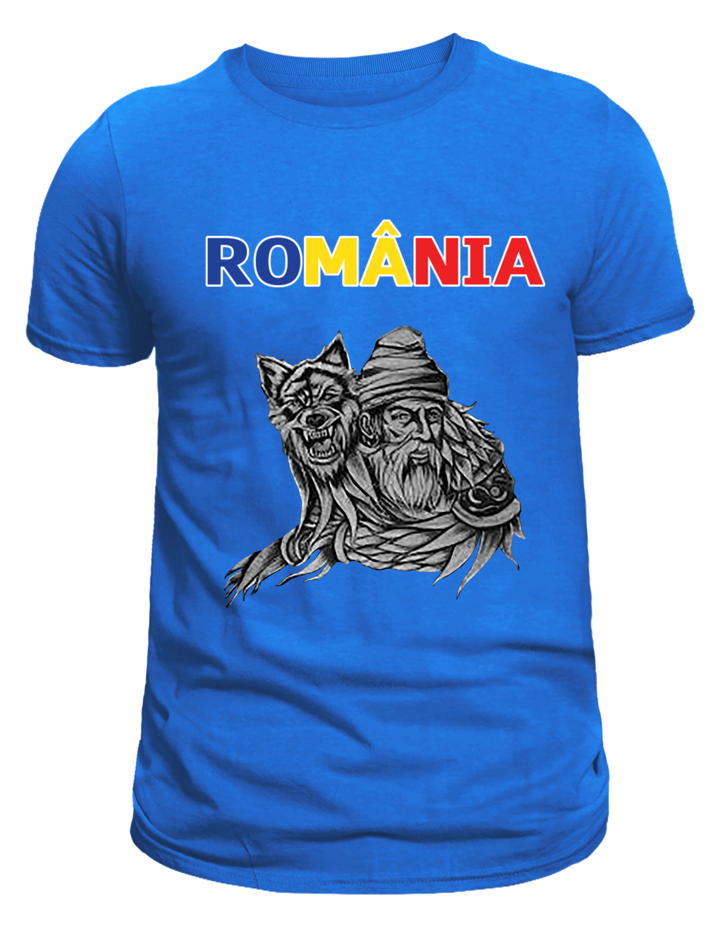 Tricou bumbac imprimat cu Lup, Dac si Romania