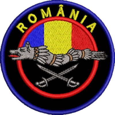 Petic brodat Romania, 85 mm, aplicabil pe textil