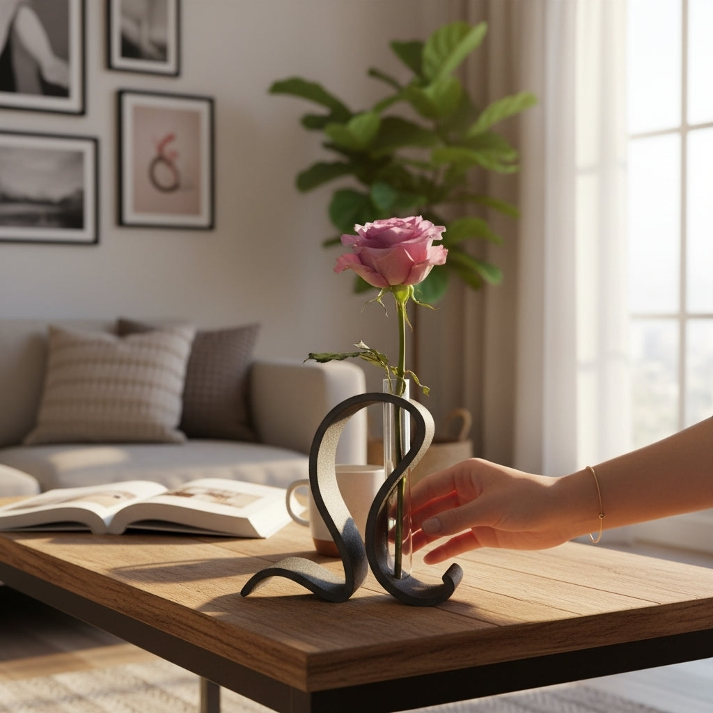 Vază decorativă modernă cu tub din sticlă – Design minimalist artistic