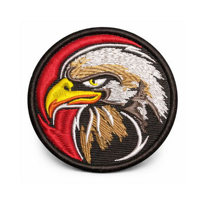 Patch brodat vultur, rotund, termoadeziv