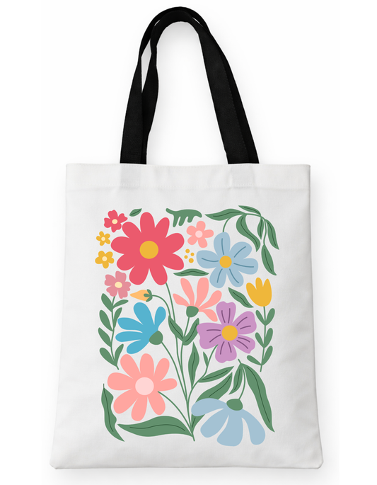 Geanta Tote Bag Alba cu Imprimeu Floral Colorat - Imprimare DTF