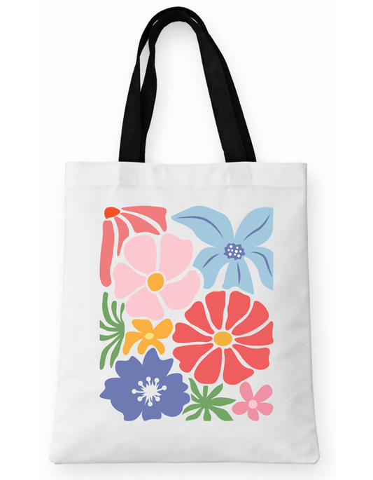 Geanta Tote Bag Alba cu Imprimeu DTF Floral Colorat