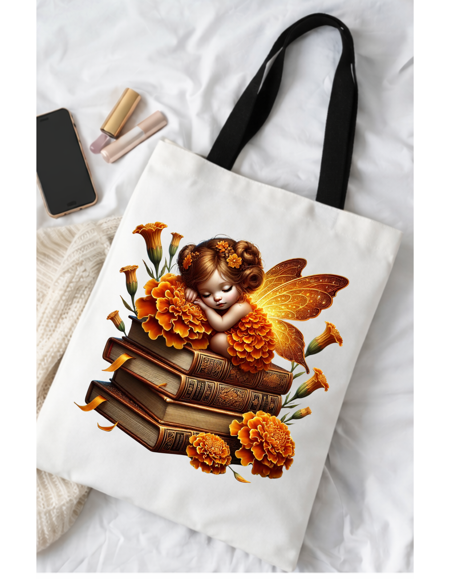 Geanta Tote Bag Alba 38 x32 cm – Zana cu Craite Aurii