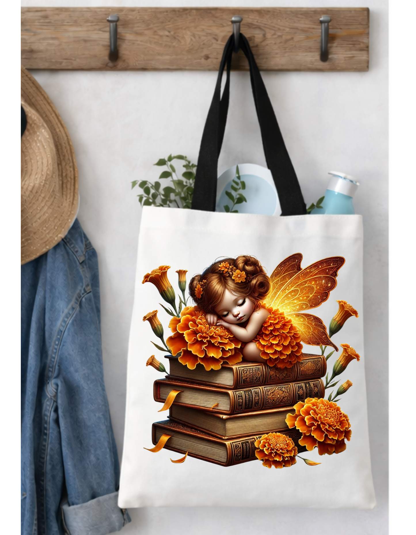 Geanta Tote Bag Alba 38 x32 cm – Zana cu Craite Aurii